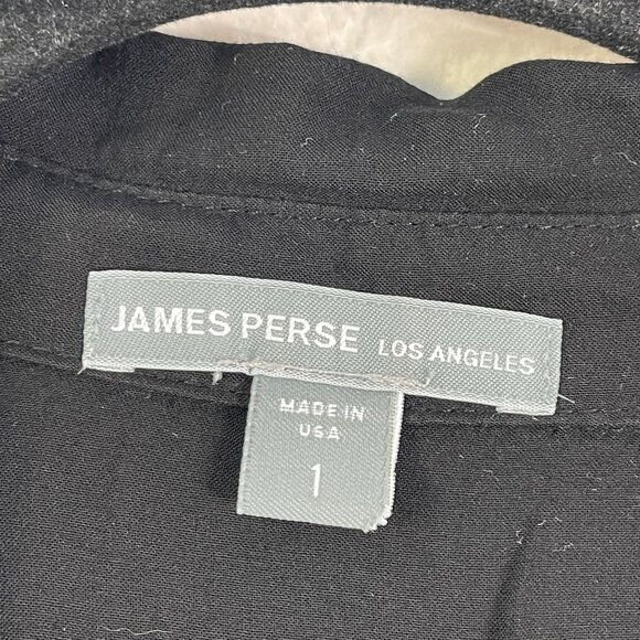 James Perse Womens Small Black Button Up Long Sleeve Blouse Shirt Lightweight - Picture 3 of 11